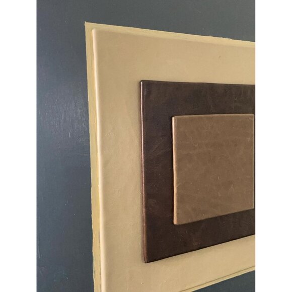 Minimalist Mixed Media Art Acrylic Leather Geometric Square Abstract Painting - Picture 5 of 7